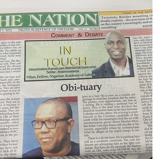 PERSPECTIVE – Everyone’s obituary is inevitable,  Chuks Iloegbunam tells Sam Omatseye to cleanse his journalism