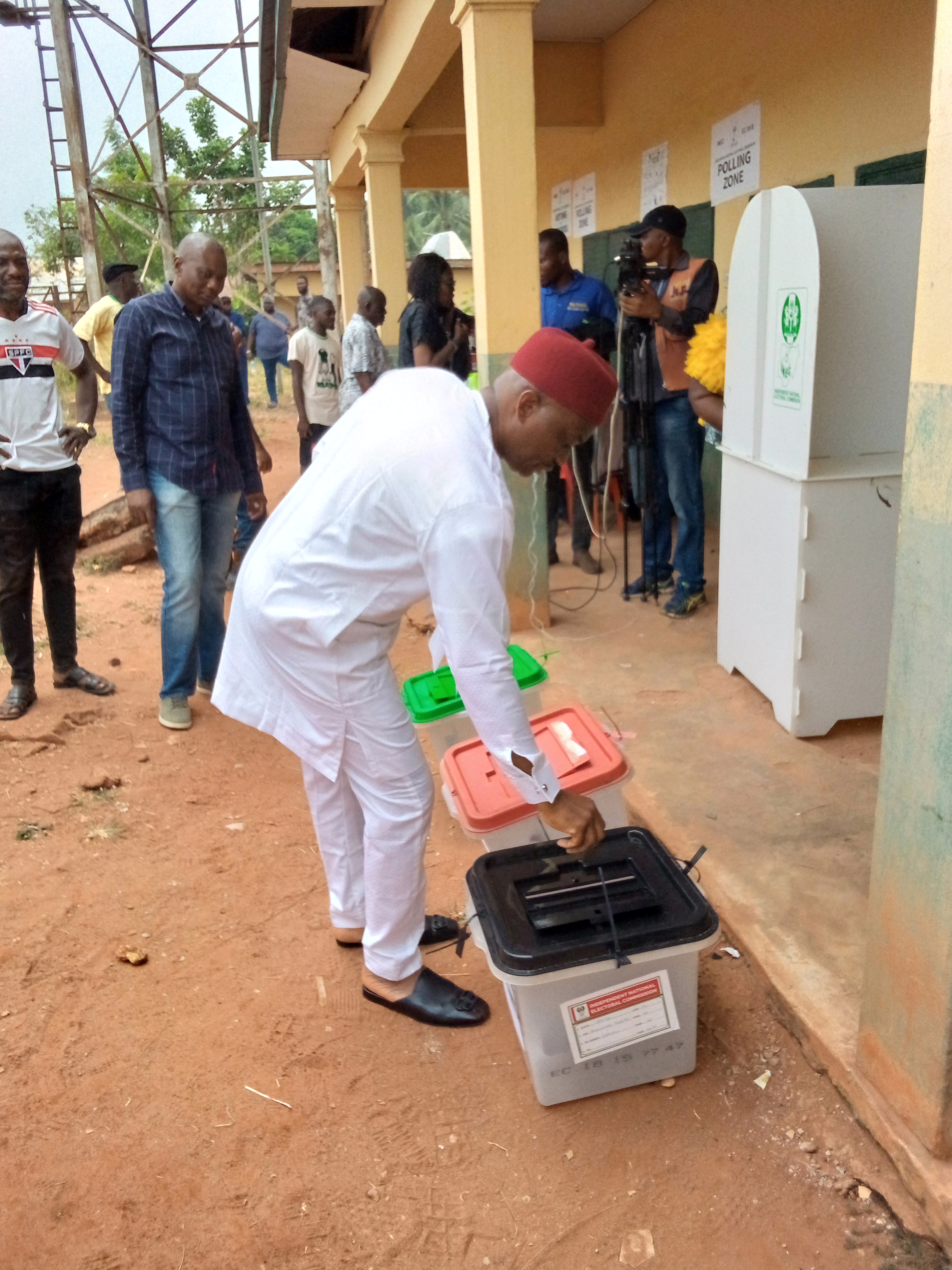Presidential/NASS Elections: Reps Minority Leader, Elumelu votes in Onicha-Uku, optimistic of victory